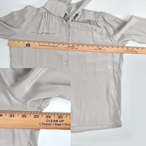 Louis Feraud Vintage Silk Tie Neck Blouse Gray Long Sleeve Romantic SZ 38/6 - Picture 10 of 12